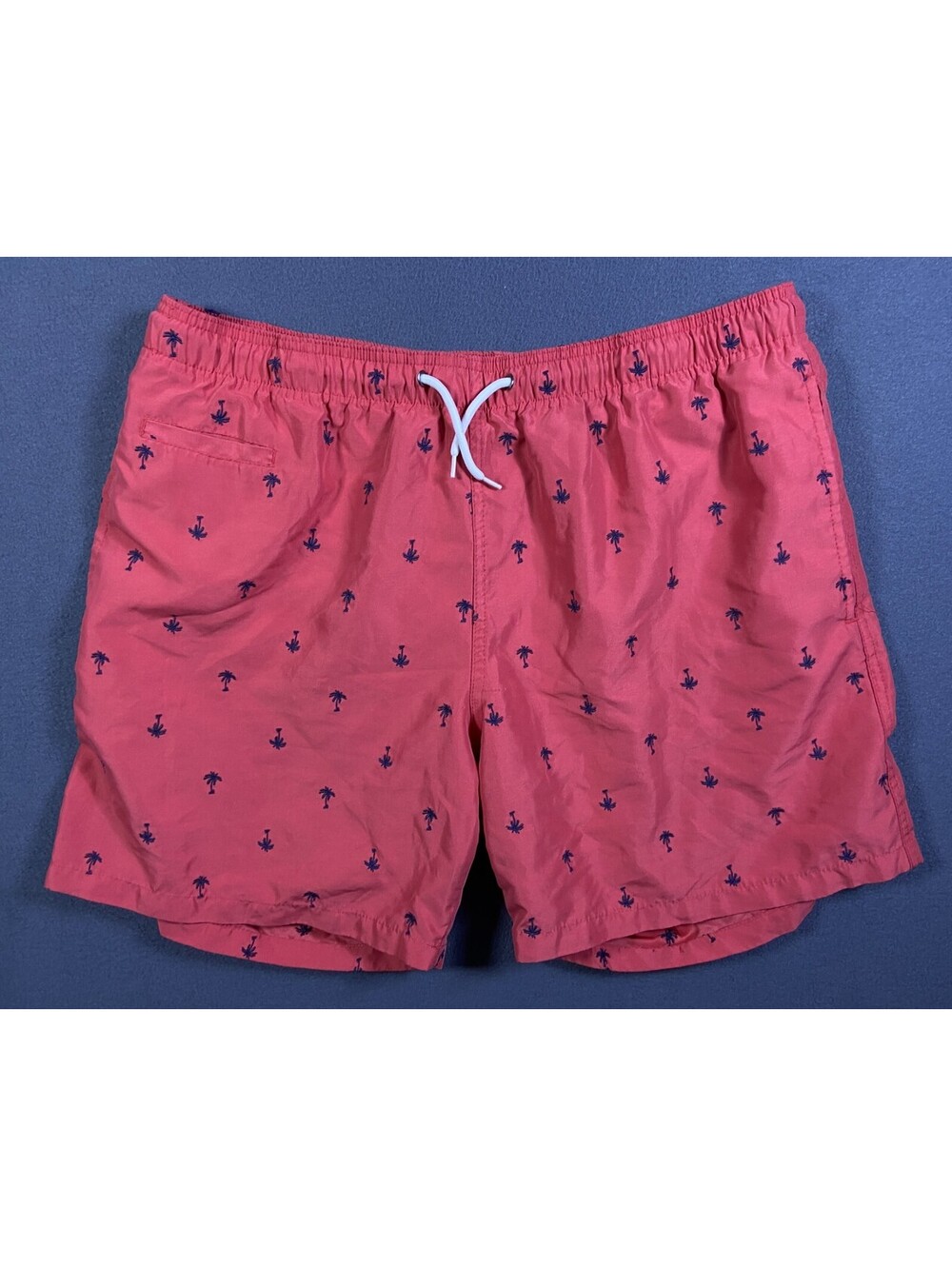 Trunks Surf & Swim Coral Beach Palm Trees Brief Lined Swim Shorts Men's XL EUC!